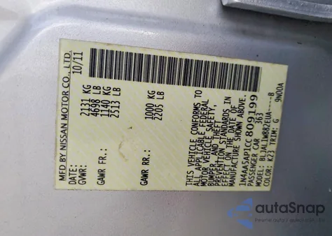 2012 Nissan Maxima S from USA, damaged, VIN 1N4AA5AP1CC809199